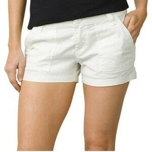 Prana Womens Tess White Cotton Shorts Size 10 With 3" Inseam